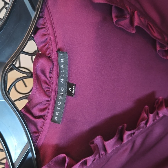 Antonio Melani Sz Sm Silk and Spandex top in Burgundy - Picture 2 of 7